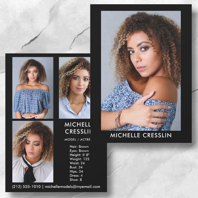 Tarjeta Zed Comp Actor Modelo de Fotos de 2 lados  (Available in high quality print or digital download for quick messaging, email or self printing.)