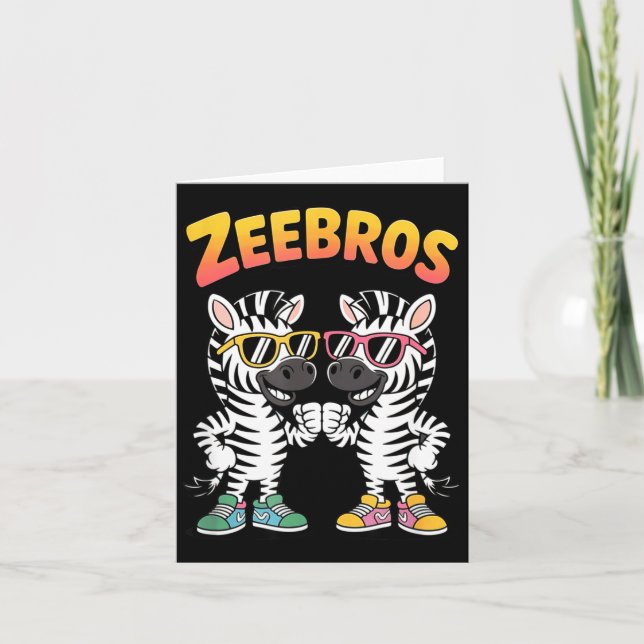 Tarjeta Zeebros Cute Zebra Duo Design For Zebros Lovers  (Anverso)