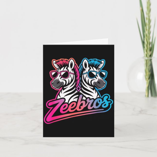 Tarjeta Zeebros Cute Zebra Duo Design For Zebros Lovers  (Anverso)