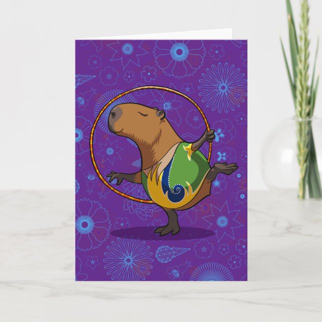 Tarjeta Zen Capybara Dancer Funny Rhythmic Gymnast Cartoon (Anverso)