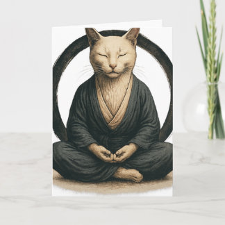 Tarjeta Zen Meditating Cat – Enso Circle Mindful Yoga Art 