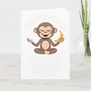 Tarjeta Zen Mono Respira Nana Repite Divertido Yoga Medita