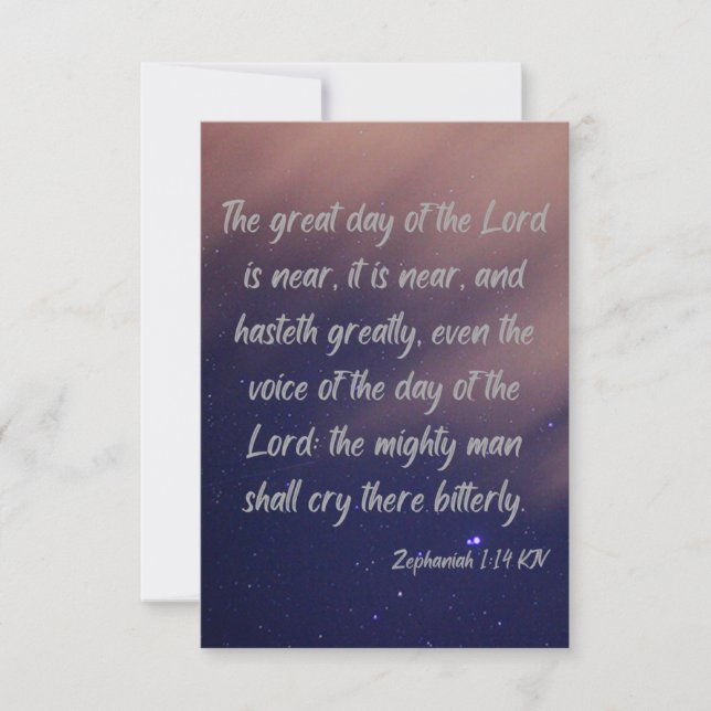Tarjeta Zephaniah 1:14 KJV Biblia Scripture Fic Greeting (Anverso)