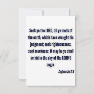 Tarjeta Zephaniah 2:3 KJV Biblia Verse Flat Greet