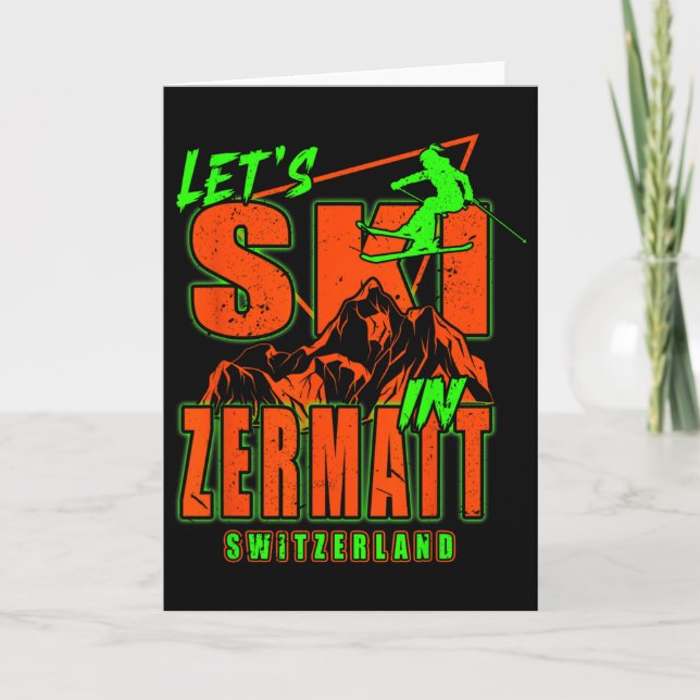 Tarjeta Zermatt Let's Ski Alpine Skiing Swiss Alps Switzer (Anverso)