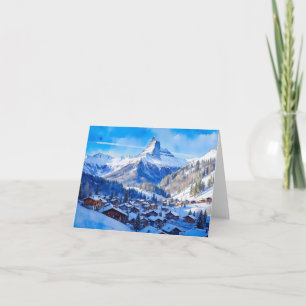 Tarjeta Zermatt Matterhorn Suiza Alpes acuarela