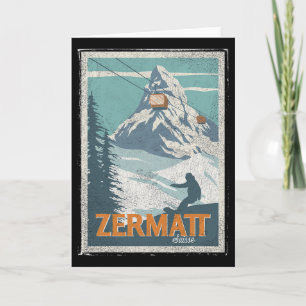 Tarjeta Zermatt Suiza Esquí de invierno Esquí de nieve