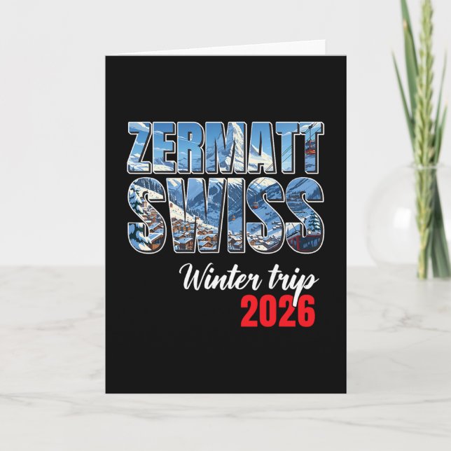 Tarjeta Zermatt Switzerland Winter Trip 2026 Alps Ski Swis (Anverso)