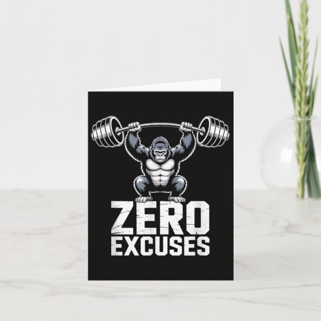 Tarjeta Zero Excuses Gorilla Gym Motivational Workout  (Anverso)