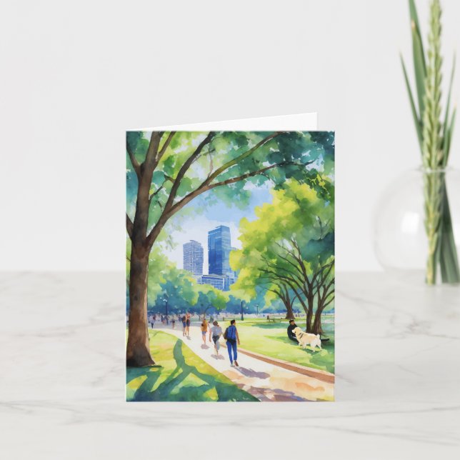 Tarjeta Zilker Park Austin Texas Watercolor (Anverso)