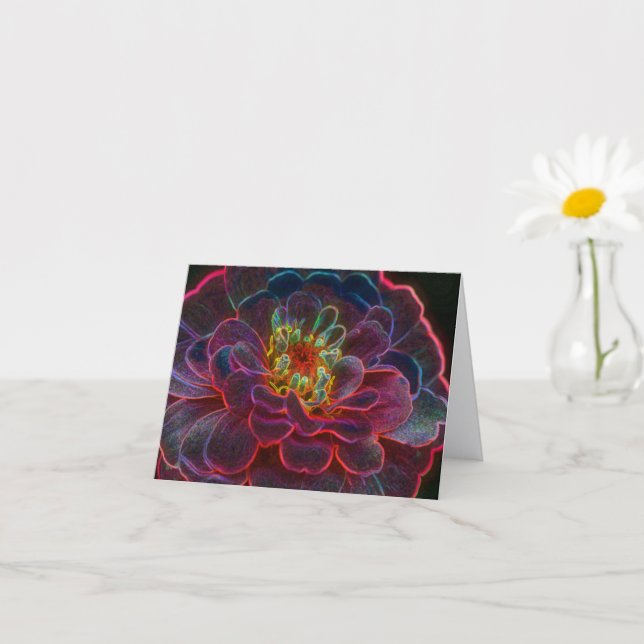 Tarjeta Zinnia Abstract Flower Art Note (Planta pequeña)