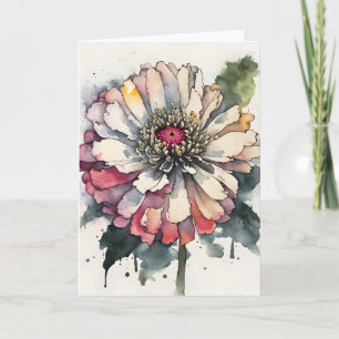 Tarjeta Zinnia - Flores de acuarela