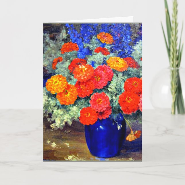 Tarjeta Zinnias, de colores vivos y hermosas (Anverso)