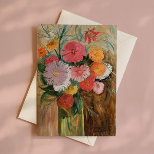 Tarjeta Zinnias y Asters   Tadeusz Makowski
