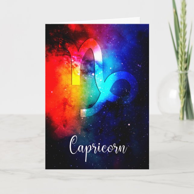 Tarjeta Zodiac : Arcoiris espacial Capricornio (Anverso)
