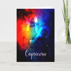 Tarjeta Zodiac : Arcoiris espacial Capricornio