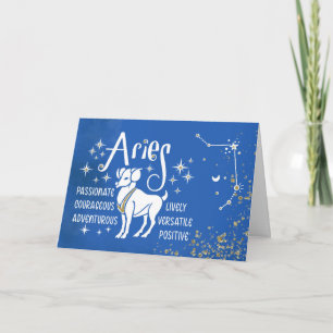 Tarjeta Zodiac Aries Cumpleaños Con Constelación De Rótulo