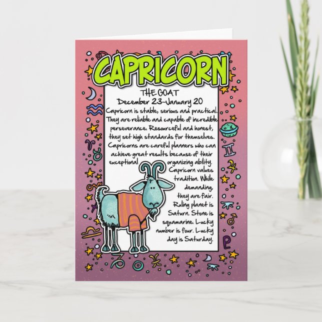 Tarjeta Zodiac - Datos divertidos de Capricornio (Anverso)