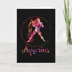 Tarjeta Zodiac : Diseño multicolor de los rasgos acuarios