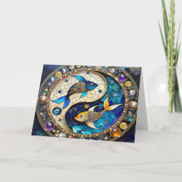 Tarjeta Zodiac - Pisces Fish Yin y Yang