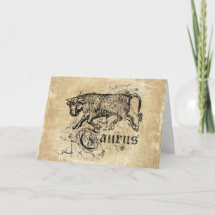 Tarjeta Zodiac Tauro vintage