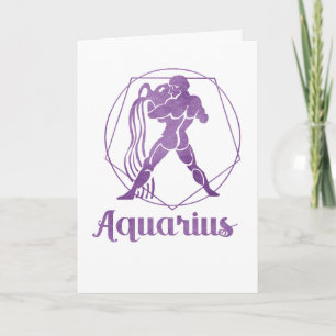 Tarjeta Zodiaco: Acuario Diseño Geométrico Moderno Púrpura