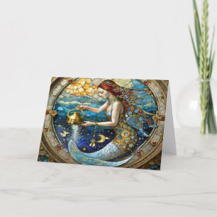 Tarjeta Zodíaco - Acuario La Portadora de Agua Sirena