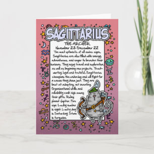 Tarjeta Zodiaco - datos divertidos del sagitario