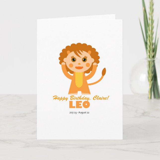 Tarjeta Zodiaco de Leo para los niños (Anverso)