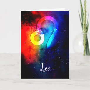 Tarjeta Zodiaco : Leo Arcoíris Espacio
