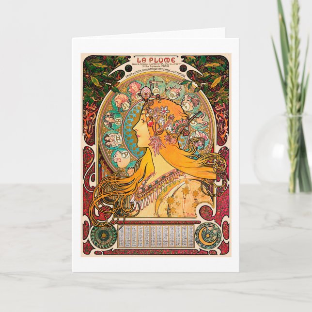 Tarjeta Zodiaco, Mucha (Anverso)