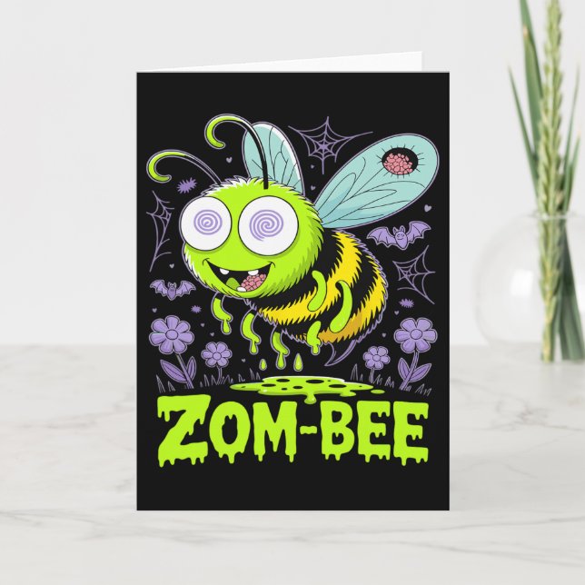 Tarjeta Zom-bee Cute Zombie Bee Funny Halloween Tee (Anverso)