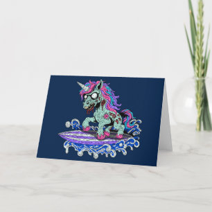 Tarjeta Zombi Unicornio Surfista