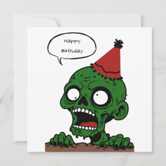 Tarjeta Zombie con sombrero de fiesta Feliz cumpleaños