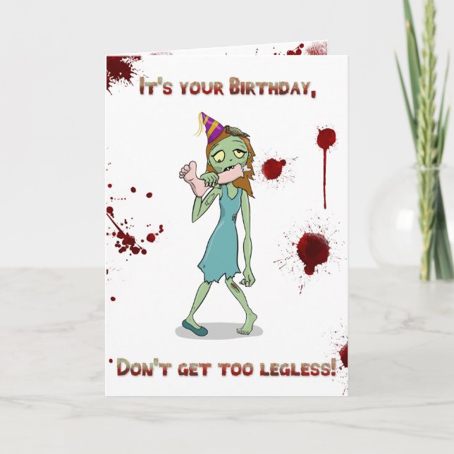 Tarjeta Zombie de cumpleaños sin piernas (Anverso)