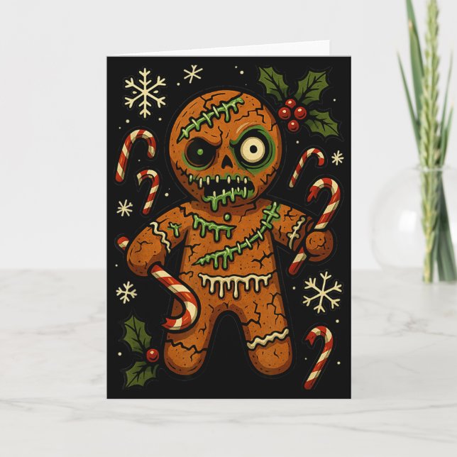 Tarjeta Zombie Gingerbread Man Christmas Zombie T Shirt  (Anverso)