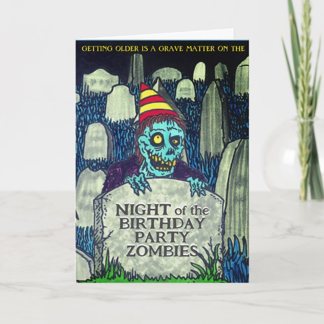 Tarjeta Zombies de la fiesta de cumpleaños por la  (Anverso)