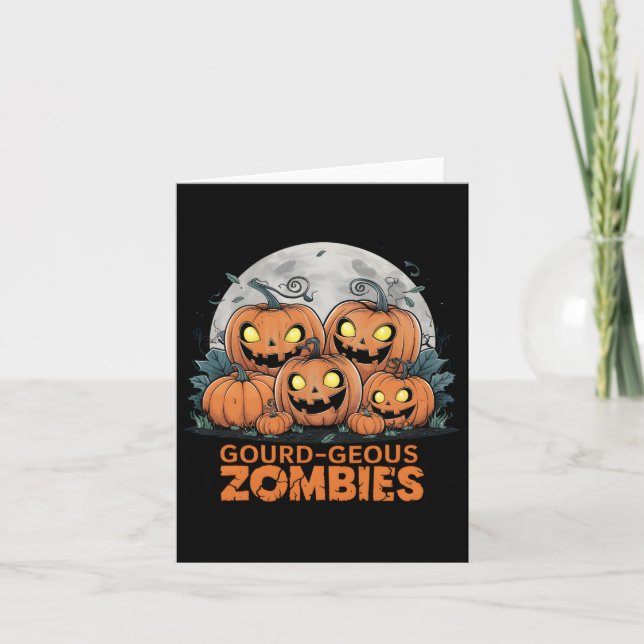 Tarjeta Zombis de color gris parodias calabazas zombi dive (Anverso)