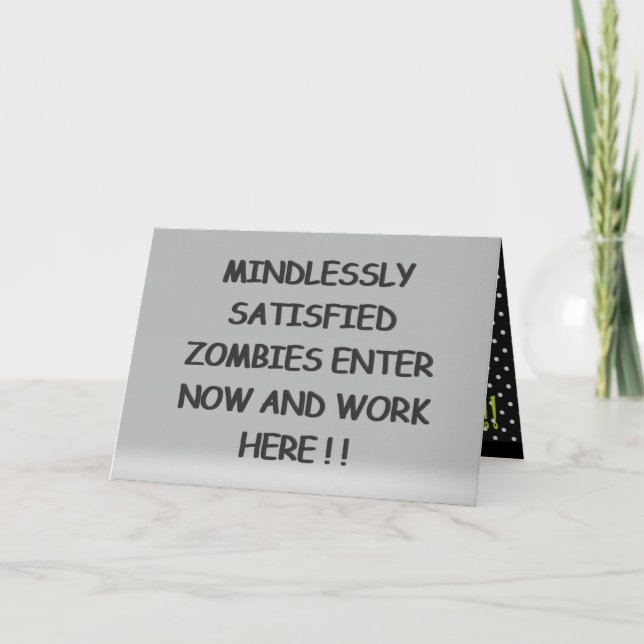 Tarjeta Zombis sin pensar satisfechos (Anverso)