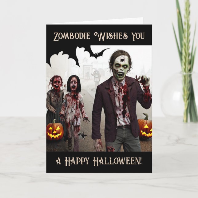 Tarjeta Zombody te desea una feliz Halloween (Anverso)
