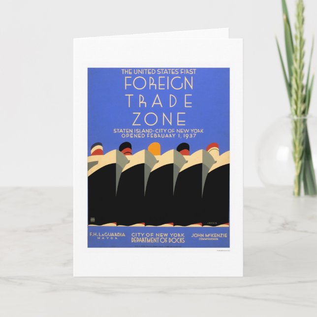 Tarjeta Zona de comercio exterior de NY WPA 1937 (Anverso)