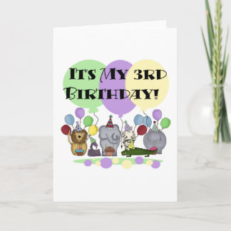 Tarjeta Zoo Animals 3er cumpleaños camisetas y regalos