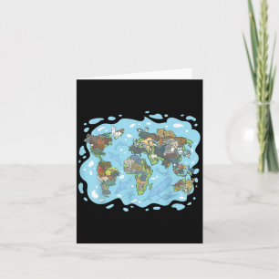 Tarjeta Zoológico Animales Mapa Mundial Planeta Tierra Sis
