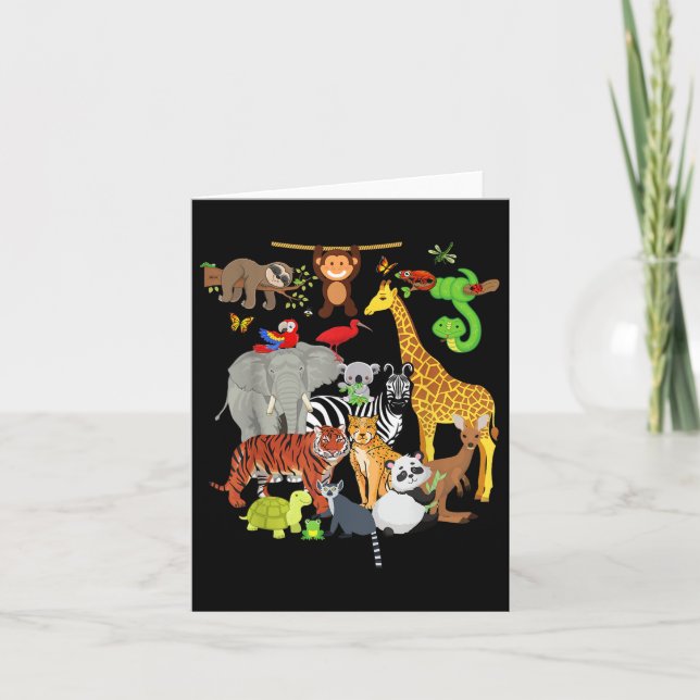 Tarjeta Zoológico Animales Vida Silvestre Fiesta de cumple (Anverso)