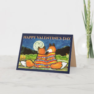 Tarjeta Zorro Amor De San Valentín Romántico Luna Arte Zor