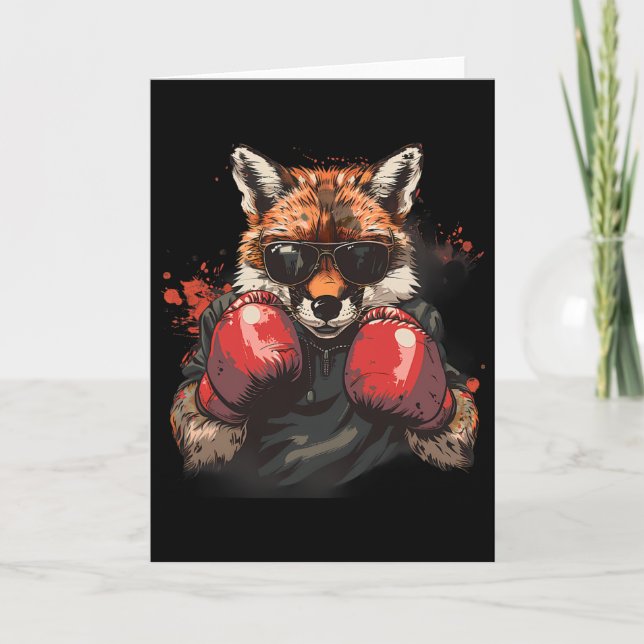Tarjeta Zorro boxeando con guantes de boxeo Kickboxing Caj (Anverso)