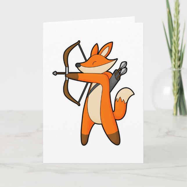 Tarjeta Zorro como Arquero con Arco y Flecha (Anverso)