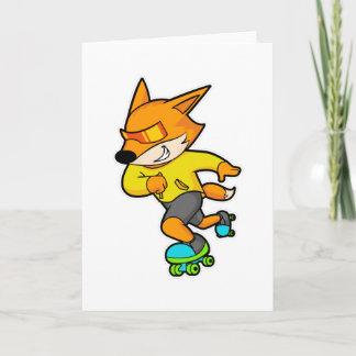 Tarjeta Zorro como patinador con patines de ruedas