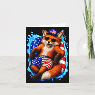 Tarjeta Zorro con gafas de sol animal patriótico verano pi