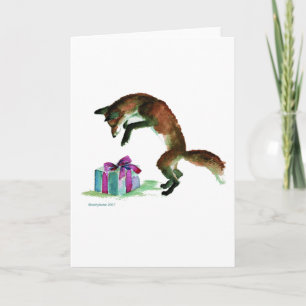 Tarjeta zorro con regalo